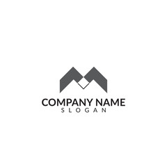 initials logo letter M with grey color vector design template