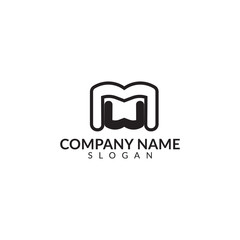 initials logo letter M and W with black color vector design template