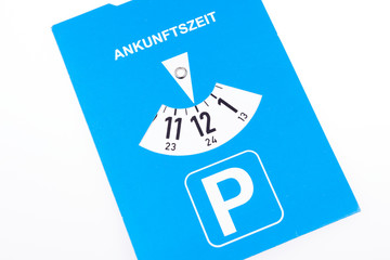 Blue german parking disc set to 12 or midnight