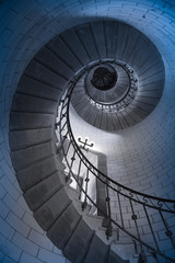 Beautiful spiral staircase to the top of Eckmuhl lighthouse, on the Penmarsh Peninsula.  Brittany. France