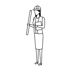 engineer woman standing icon, flat design