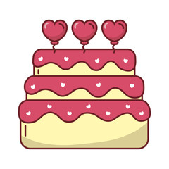 happy valentines day sweet cake with heart