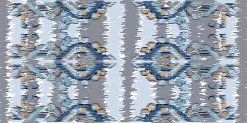 Old style ikat color etnical tribal hand - drawn pattern navajo motif for packing, wallpaper, batik.