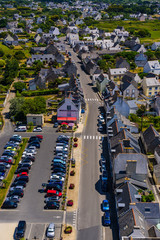Fototapeta na wymiar Incredible view from the top of the lighthouse of Eckmuhl, on the Penmarsh Peninsula. Brittany. France