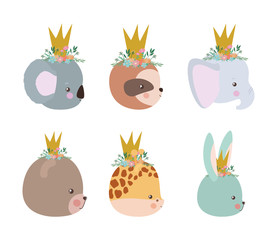 Fototapeta premium Set of cute animals cartoons vector design