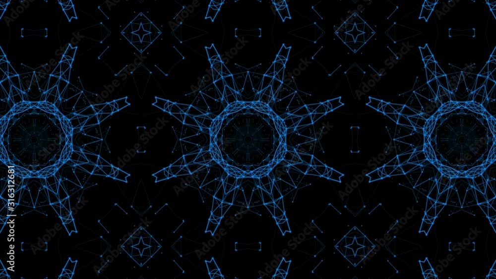 Aufkleber moving kaleidoscope pattern on a black background. abstract animation. background. 3d render