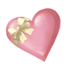 バレンタインのリボン付きハート型チョコレート