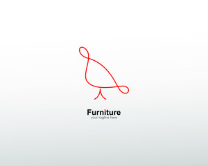 abstract furniture logo, with art lines. modern templates. for company and graphic design. logo icon of chair, lamp, table, wardrobe. © Barokah ibu studio