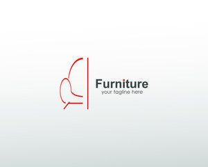 abstract furniture logo, with art lines. modern templates. for company and graphic design. logo icon of chair, lamp, table, wardrobe.