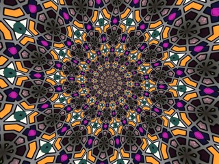 Colorful digital graphic kaleidoscope symmetry mandala style in laser light sunray trial pattern, Tie Dye , spiderweb art abstract background for art projects, banner, business,   card, 3D, template