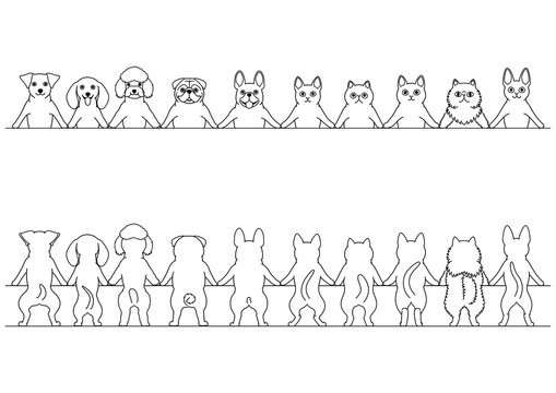 smiling small dogs and cats border set, front and back