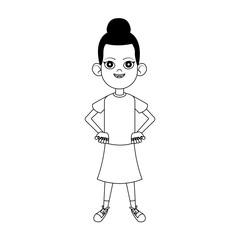 cartoon girl standing icon