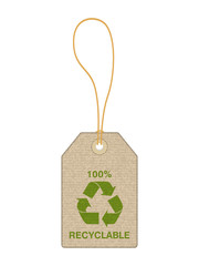 Price tag with recycle symbol