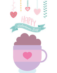 happy valentines day, sweet chocolate cup foam drink