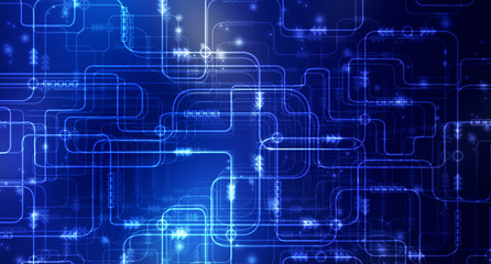 Fototapeta premium 2d illustration Abstract futuristic electronic circuit technology background