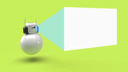robot and blank board on lime green background