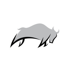 shilhoutte of bull buffalo logo design simple bison vector logo illustrations © fandy