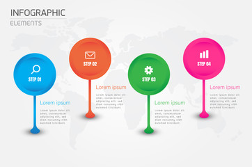 4 steps process color graphic elements infographic,vector illustration