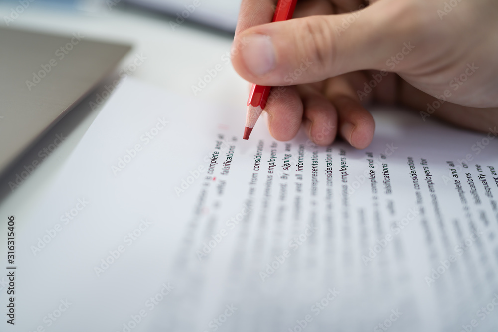 Poster Marking Error During Spellchecking Text With Red Pencil