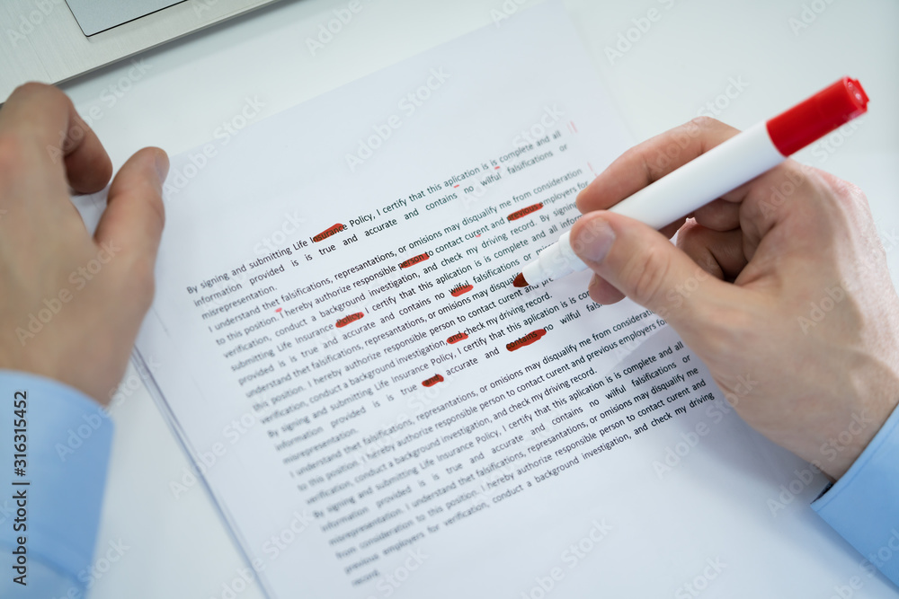 Poster Marking Error During Spellchecking Text With Red Pencil