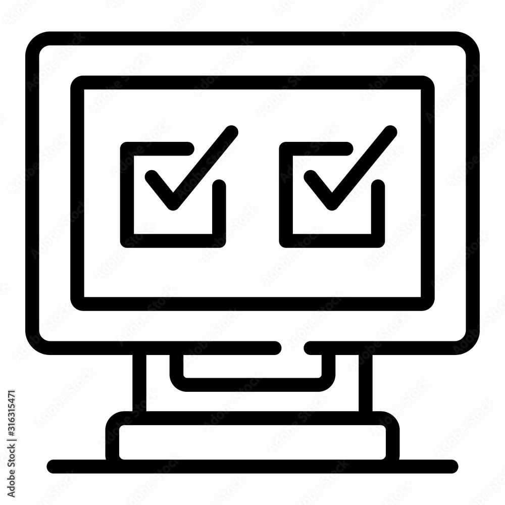 Poster online questionnaire icon. outline online questionnaire vector icon for web design isolated on white