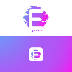 Fototapeta premium E Artistic Brush Letter Logo Design in gradient Colorful Vector Illustration