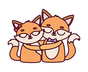 happy valentines day, cute fox couple with bow decoration love