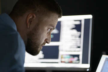Programmer Working Late At Night