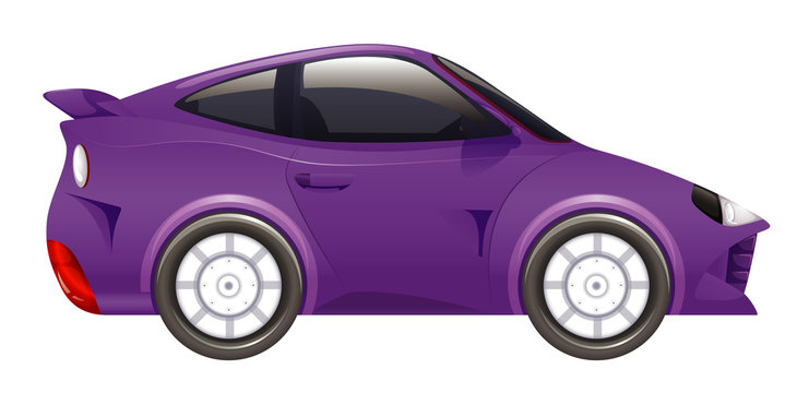 Purple racing car on isolated background