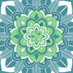 Mandala patterns on blue background