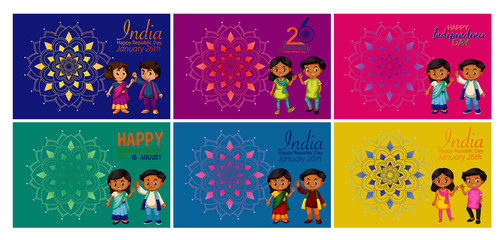 Public holiday poster design with happy kids