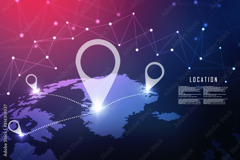 Poster 2d rendering red map pointer