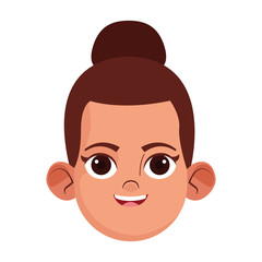 cartoon girl face icon, colorful design