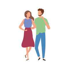 young couple avatar character icons