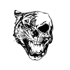 Rollo skull with tiger isolated on white background pop art © reznik_val