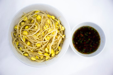 Rice cooked with bean sprouts