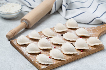 Raw dumpling with potatoes. Preparation dumplings.