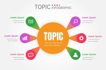 Fototapeta premium 6 topics color elements infographic