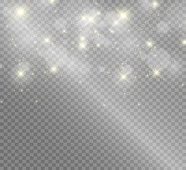 Beautiful sparks shine with special light. Vector sparkles on a transparent background. Christmas abstract pattern. A beautiful illustration for the postcard. The background for the image. Luminaries.