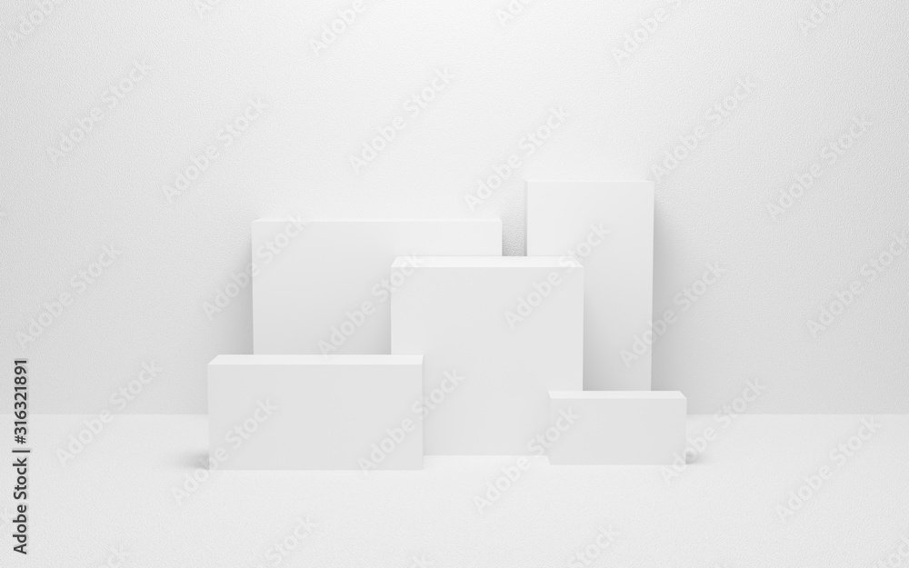 Poster abstract white light on wall background texture with geometric shape. 3d render design for display p