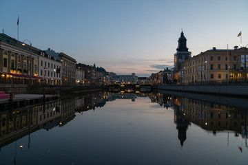 reflection of the city in Sweden europe at night