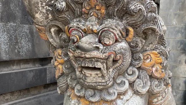 Close up the Demon Statue Sculpture in Bali Island