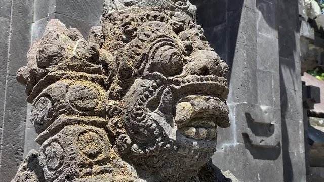 Close up the Demon Statue Sculpture in Bali Island
