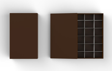 handmade chocolates box open and close. 3d illustration  