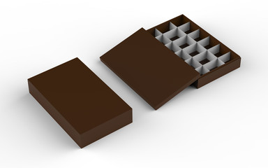 handmade chocolates box open and close. 3d illustration  