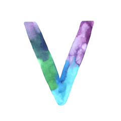 Watercolor hand painted cute letter V