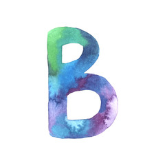Watercolor hand painted cute letter B