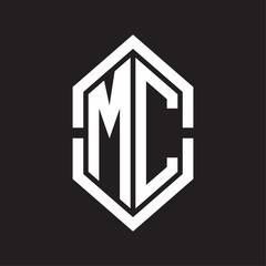MC Logo monogram with hexagon shape and outline slice style with black and white