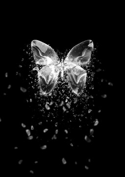抽象的な蝶から粒子が飛び散る