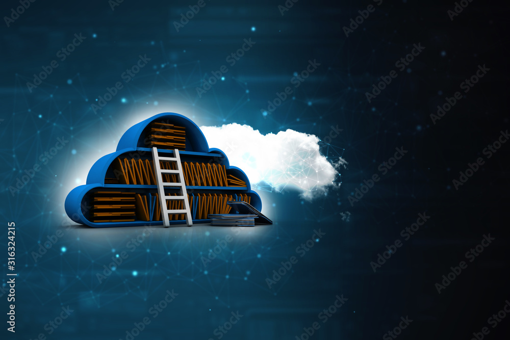 Poster 3d rendering cloud folder network